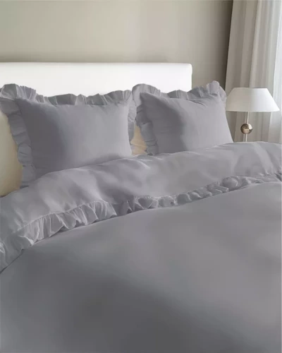 Pure 23 Lenjerie de pat din bumbac monocolor Detexpol gri deschis