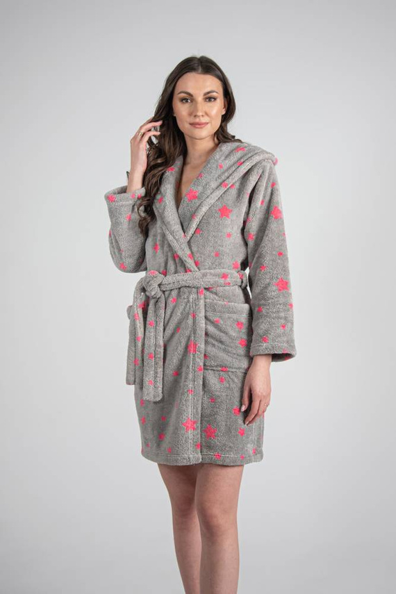 673 Stars Forex Halat de baie scurt pentru femei - gri