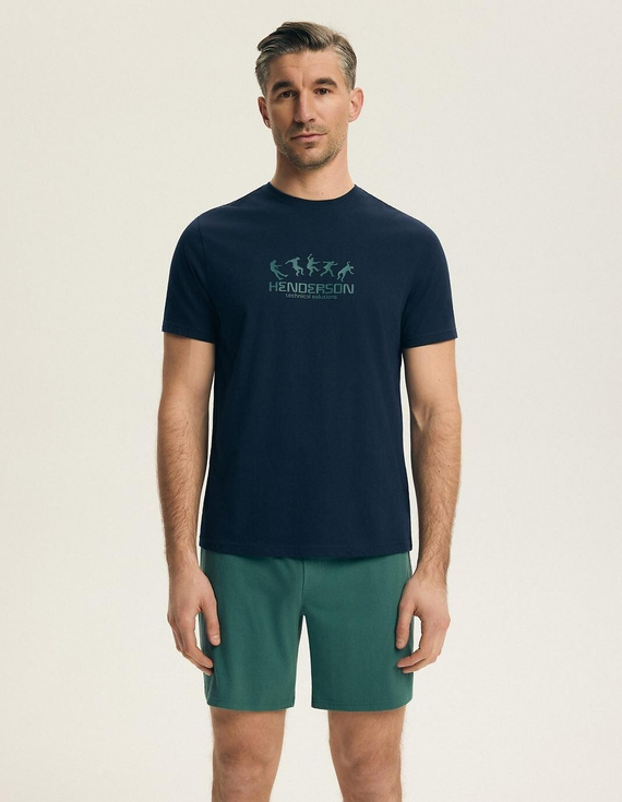 Pijamale bărbați Henderson Core 44499 Bet Navy 100% bumbac mânecă scurtă