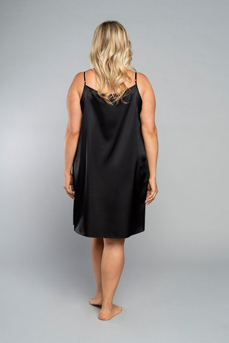 Cămașă de noapte Touch cu curea îngustă, scurtă Italia Fashion - negru