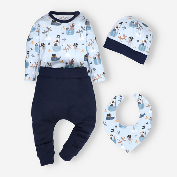 ABK-0041/LOD Set Piraci Baby din bumbac organic Nini, bleumarin