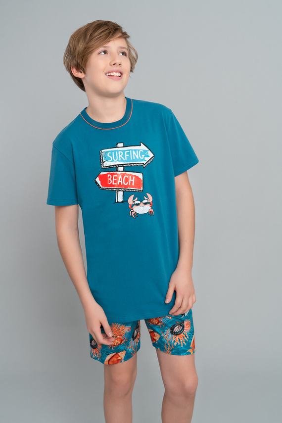 Krab Pijama pentru băieți cu mânecă scurtă, pantaloni Italian Fashion - sea/print