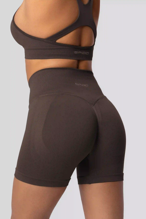 Spaio PUSH-UP PRO colanți scurți modelatori fără cusături talie înaltă fitness chocolate