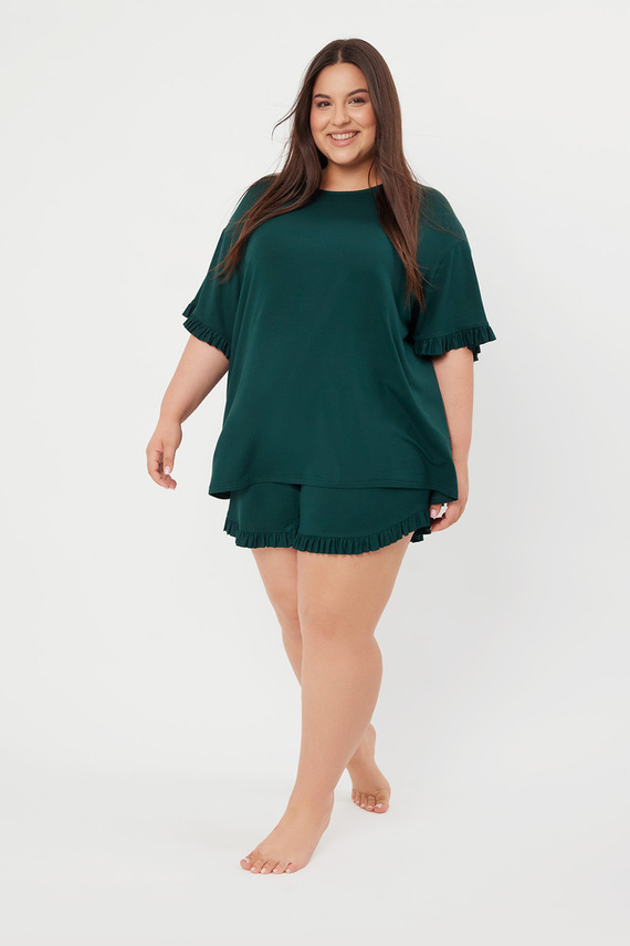 Stil Pijama cu mânecă scurtă pentru femei, pantaloni scurți Italian Fashion - verde