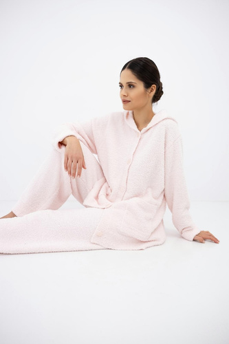 Sensis Venya Set damă soft roz deschis pijama călduroasă și trening