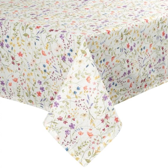 Față de masă ANNA Eurofirany antimurdărire alb-mov flori