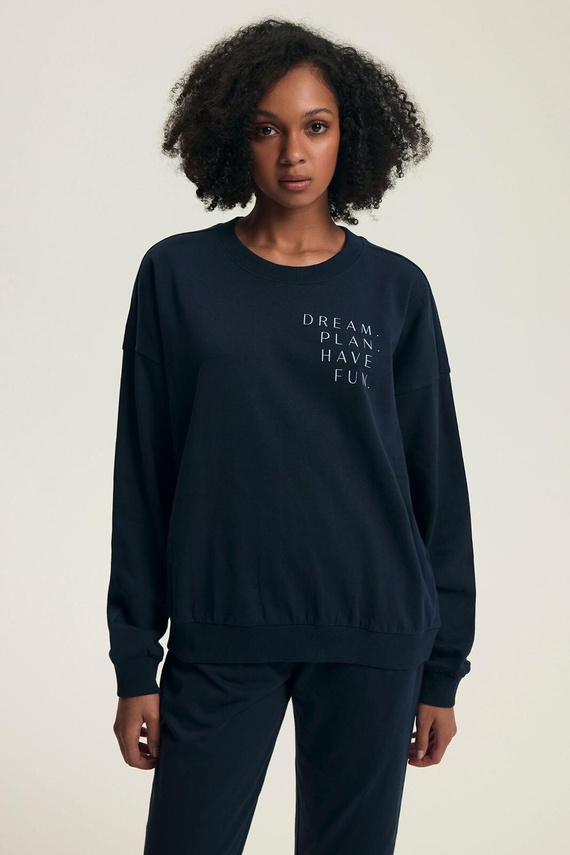 Pijamale pentru femei Henderson 43705 Delancy, bleumarin - bumbac, mâneci lungi, confortabile și elegante