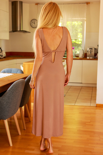 Rochie Senai Mirale – Viscoză lungă cu decolteu în V în față și în spate | Producția poloneză - latte