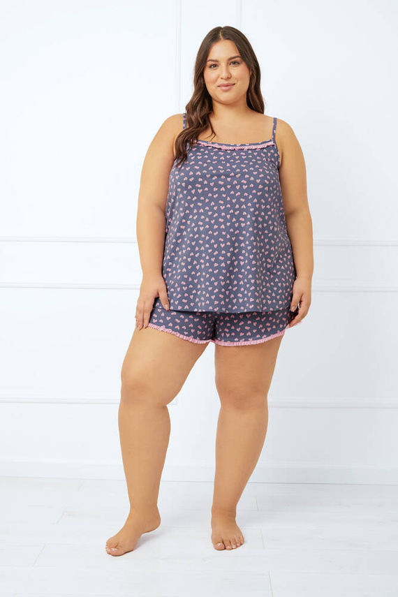 Pijama cu bretele înguste pentru femei Tiana, pantaloni scurți Italian Fashion - print 