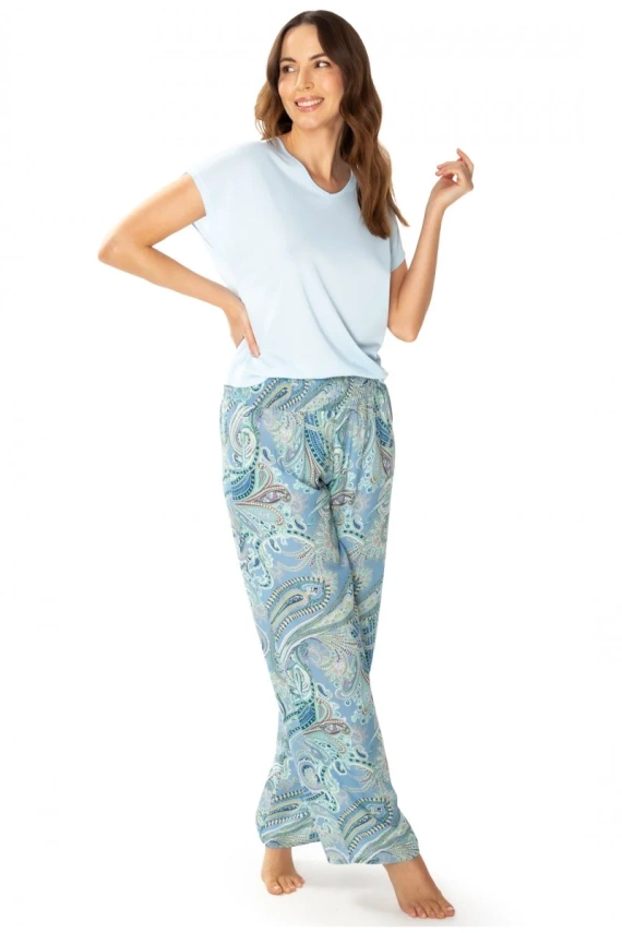 86634 Pijamale dama Laguna Pescăruș, imprimeu albastru