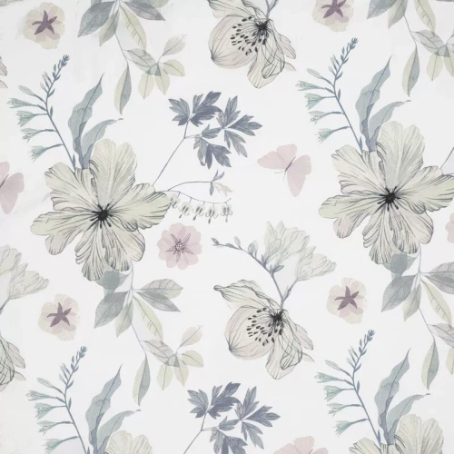 Spring 37 Flowers lenjerie de pat satin Euro perdele alb/verde