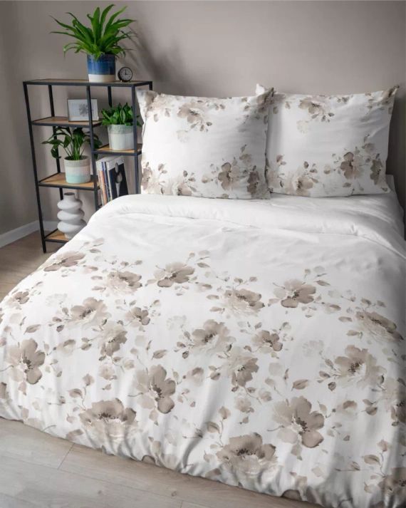 5325 B Flori de pat din satin Detexpol bej