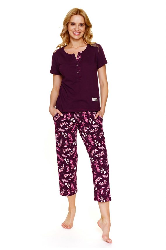 Doctor Nap 7267 – Pijamale din bumbac marime plus pentru femei | Producție poloneză, 100% bumbac - visiniu