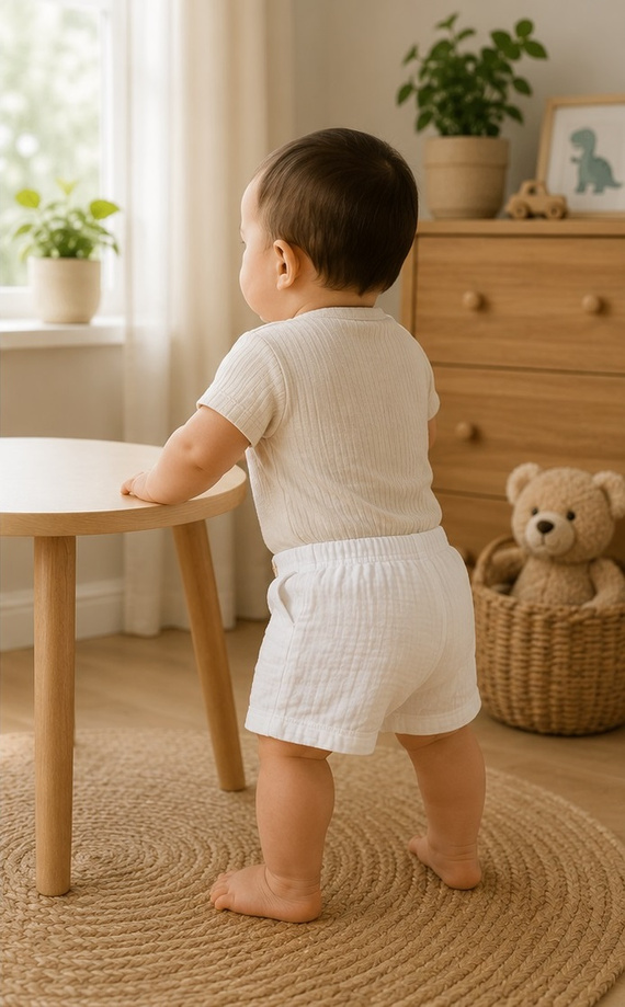 SZ55308 Mamatti pantaloni scurți mușlin albastru cu buzunare și nasturi pentru vară