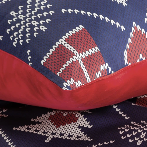 Lenjerie de pat pentru brad de Craciun Fericit din bumbac renforce Euro perdele - bleumarin