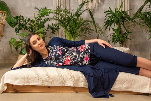 676 Pijama de damă cu talpă Forex - albastru marin