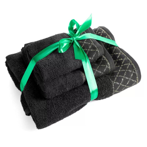 Set prosoape Eurofirany 3 piese moi absorbante elegante premium Layla black