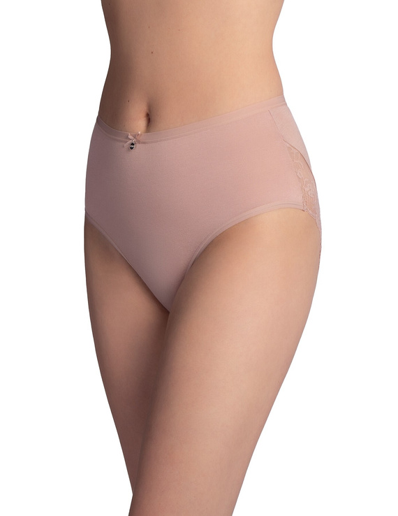 Chiloți midi salmon-mocca LAMA L-VIS 1602 MD înalți vâscoză cu dantelă 2-pak