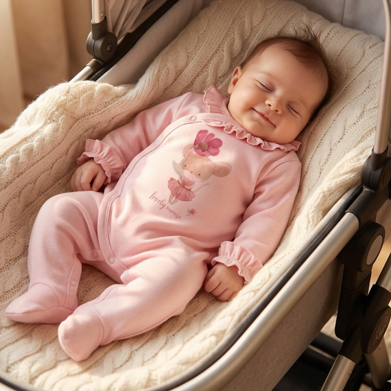 Salopetă Nini 100% Little Mouse bumbac organic pentru nou-născut