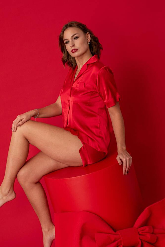 762 Cordelia Pijama tricotată pentru femei De Lafense - roșu