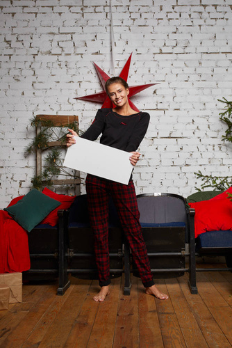 Ordesa Pijama de damă cu mânecă lungă, pantaloni lungi Italian Fashion - negru/print