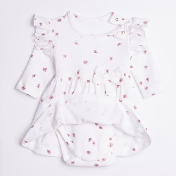 226159 Nicol Rochie-body pentru fete ecru cu mânecă lungă și imprimeu floral