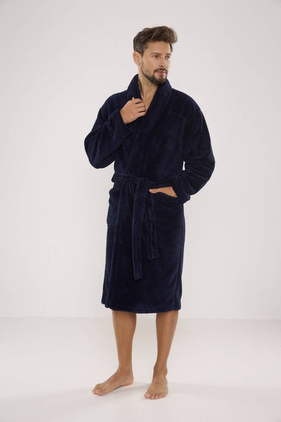 811 De Lafense halat de pluș pentru bărbați - albastru marin