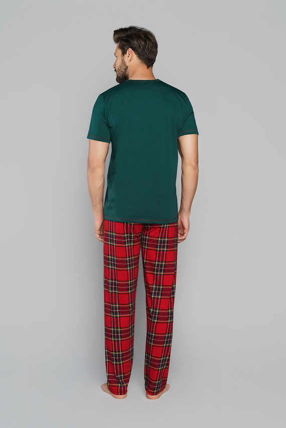 Narvik Pijama cu mânecă scurtă pentru bărbați, pantaloni lungi Italian Fashion- verde/print