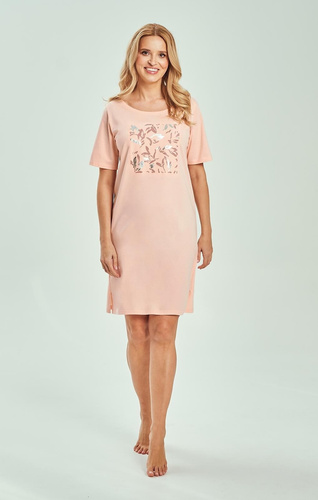 Cămașă de Noapte Damă 3554 Valentina Taro – 100% Bumbac, Mânecă Scurtă, Lungime până la Genunchi, Confort Maxim