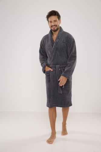 811 De Lafense halat de baie de pluș pentru bărbați - gri