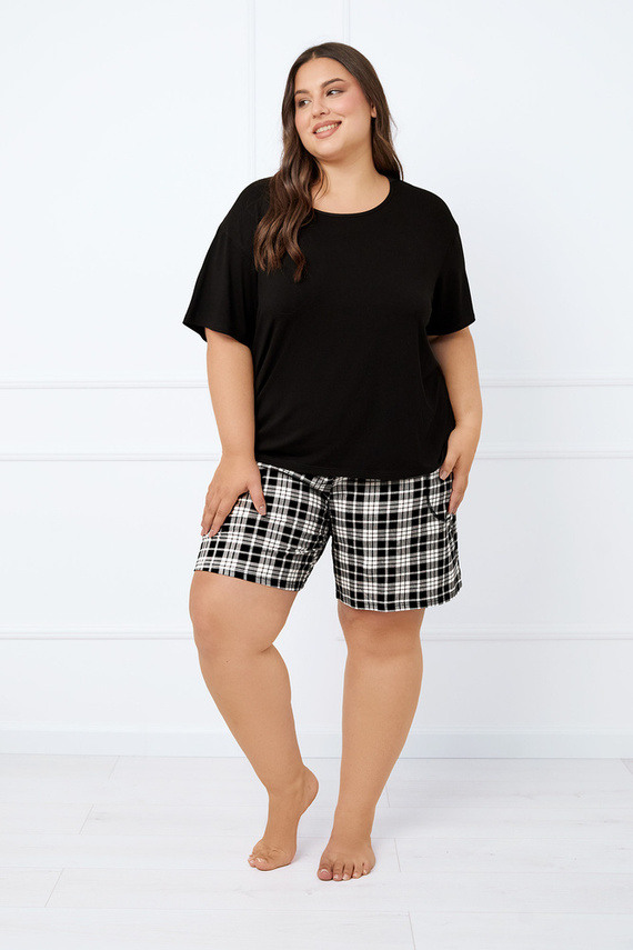 Klara Pijama cu mânecă scurtă pentru femei, pantaloni scurți Italian Fashion - negru/print