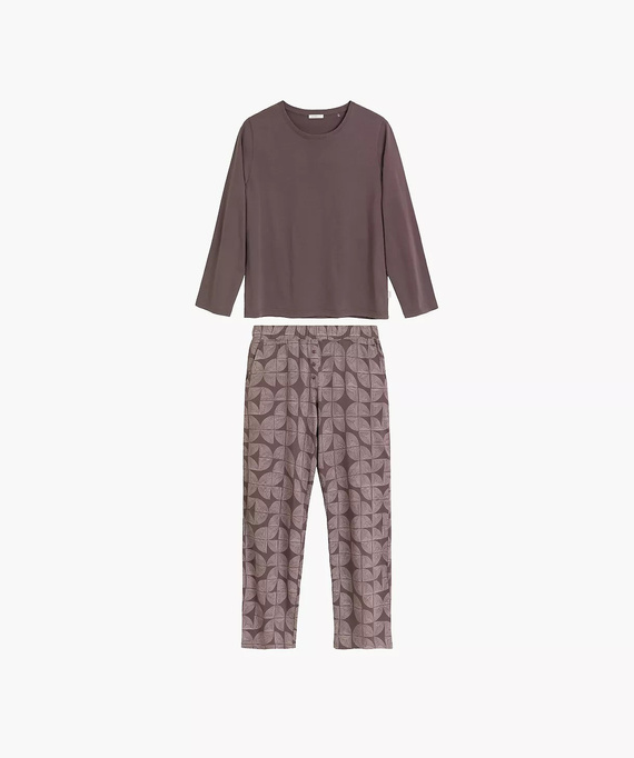 Atlantic NLP-522 Pijamale damă lungi 100% bumbac Pantaloni cu modele maro