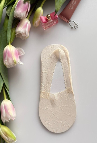 Balerini damă Magnetis din dantelă cu silicon – șosete invizibile beige