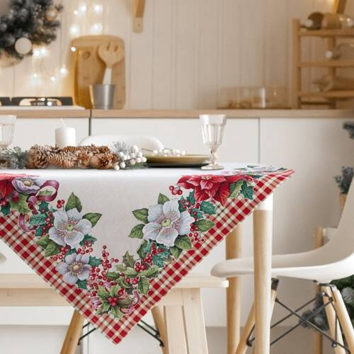 1273 Eurocortain tapiserie fata de masa de Craciun, crem