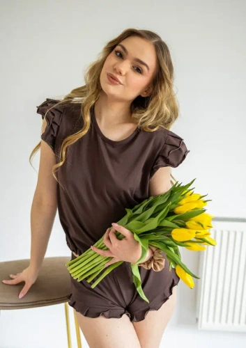 Pijama damă Dkaren Lulu 2 bumbac set pantaloni scurți confort