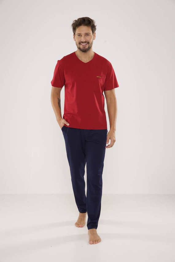 624 Kevin Forex Pijama pentru bărbați - maro - albastru marin