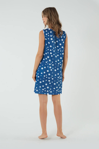 Cămașă de noapte și halat de alăptare Raba, cu curea largă Modă italiană - imprimeu albastru 