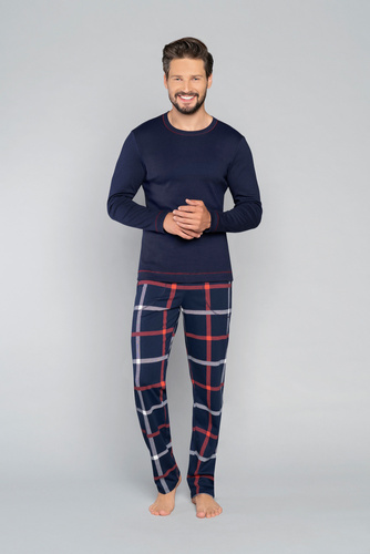 Horton Pijama cu mânecă lungă pentru bărbați, pantaloni lungi Italian Fashion - albastru navy/print