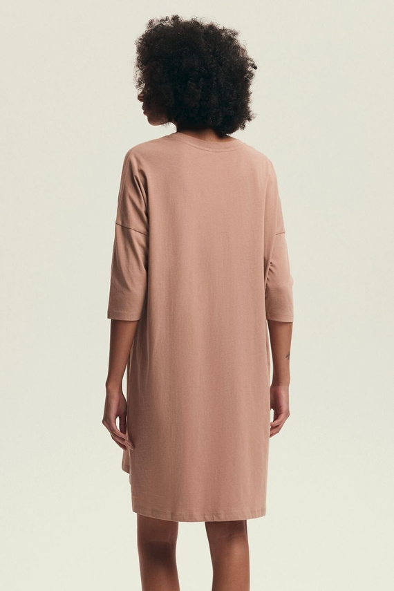 43692 Dextra Henderson Cămașă de damă din bumbac, culoarea piersicii, cu mânecă 3/4, imprimeu