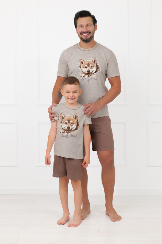 Pijama bărbați Shiba Italian Fashion 100% bumbac șort mânecă scurtă