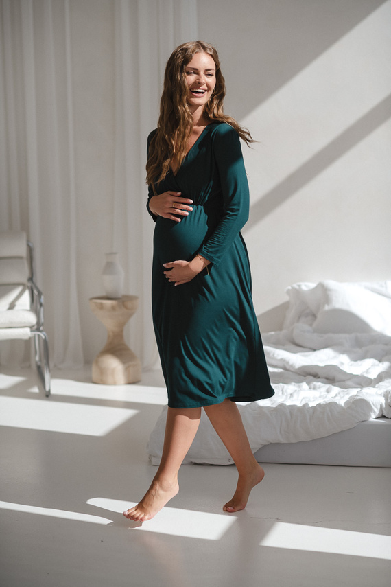 Cămașă de noapte pentru gravide și alăptare Star Light din bambus – elegantă, respirabilă, ideală pentru maternitate