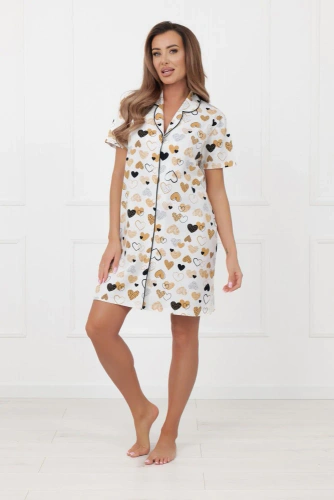 Cămașă de noapte damă Soreno Italian Fashion – bumbac, nasturi, mânecă scurtă