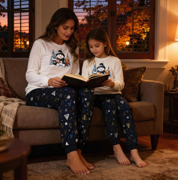 977/189 978/189 Pijamale din bumbac pentru fete, model Cornette, cu mâneci lungi, model Snowy Day | Călduroase și confortabile