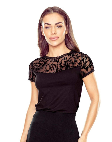 Bluză elegantă dama Toshi Eldar | Model flock, viscoză elastică, mânecă scurtă | Ideală pentru orice ocazie