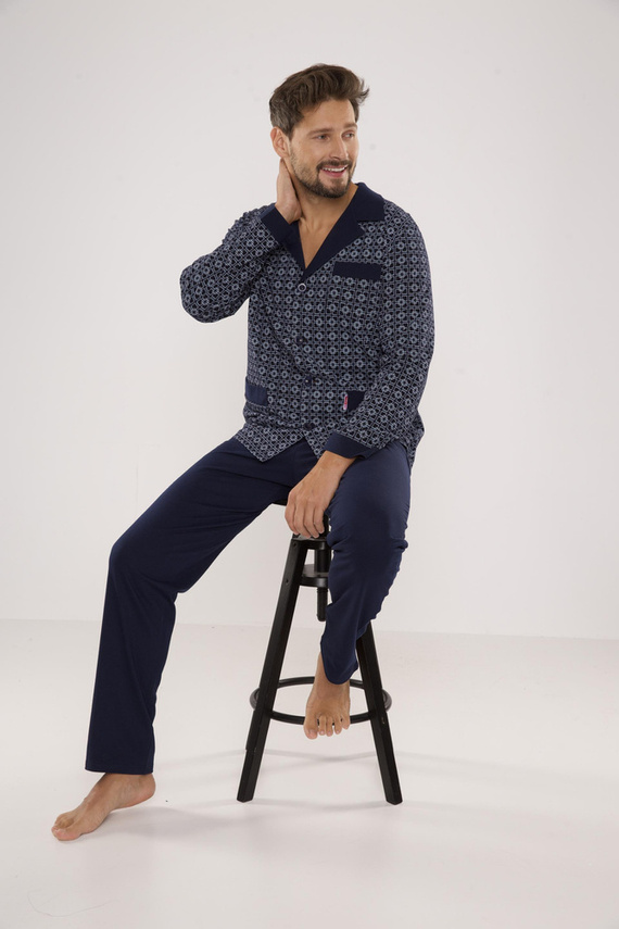 538 Carlo Pijama pentru bărbați De lafense - albastru marin + pătrat