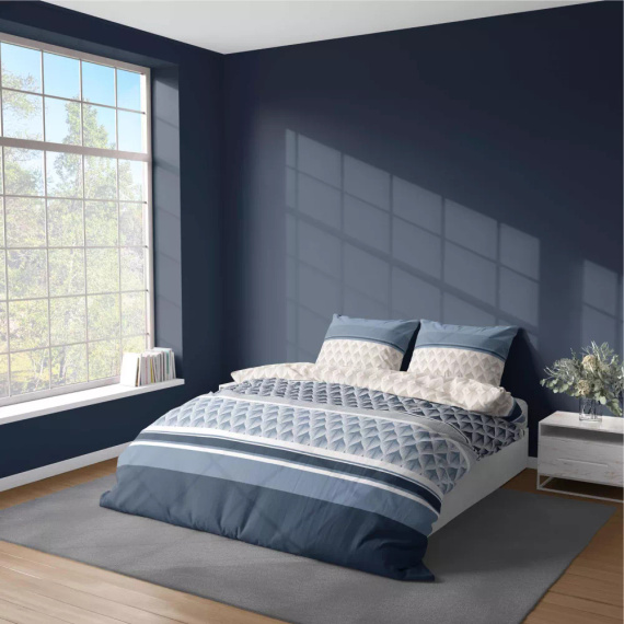 5028 A Lenjerie de pat din microfibră cu geometrie Detexpol, albastră