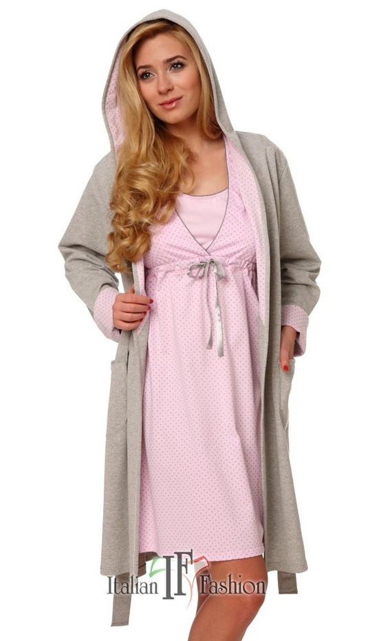 Halat confortabil pentru femei Italian Fashion- melange/pink