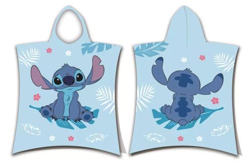 Jf24 Lilo and Stitch Poncho pentru copii Blue Prosop cu glugă Disney pentru piscină, plajă, baie Jerry Fabrics