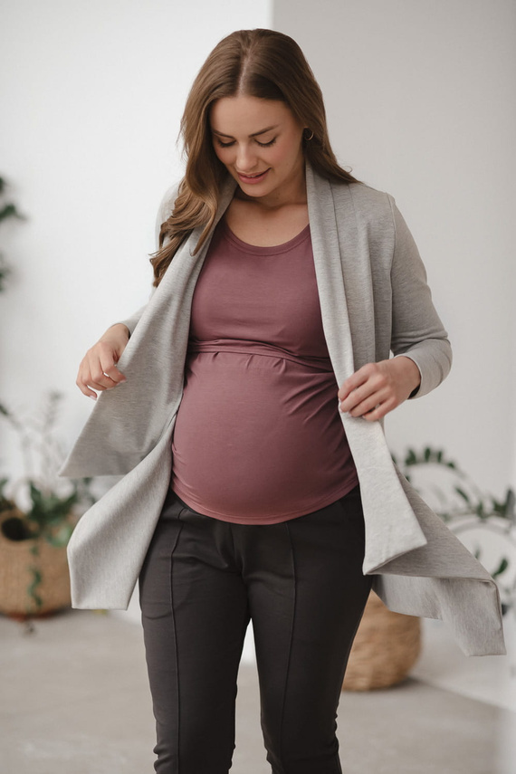 Cardigan de maternitate Mama Wrap Milk&Love, culoare gri deschis