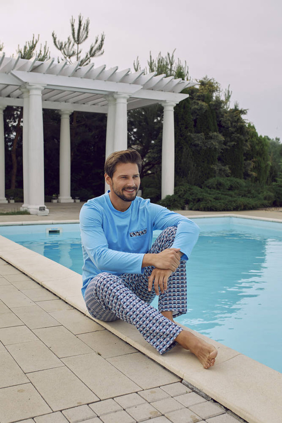 Jaromir Bărbați cu mânecă lungă, pantaloni lungi Italian Fashion - albastru/print